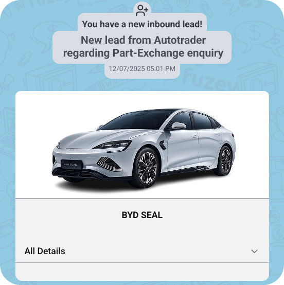 AutoTrader lead notification arriving in the Fuzey inbox.